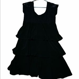 Tiana B. Little black dress with ruffles and lace